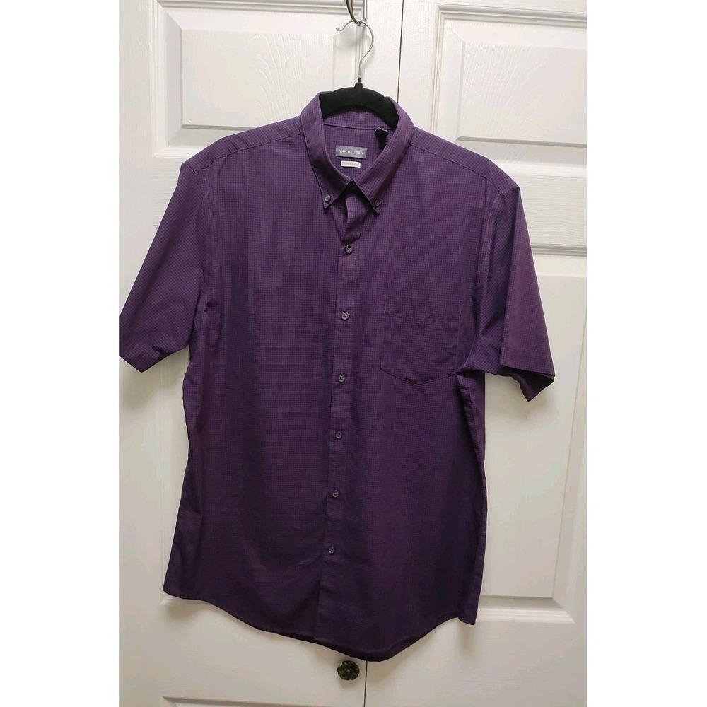 Men's Deep Violet Purple Short Sleeve Van Heusen Classic Fit  Shirt